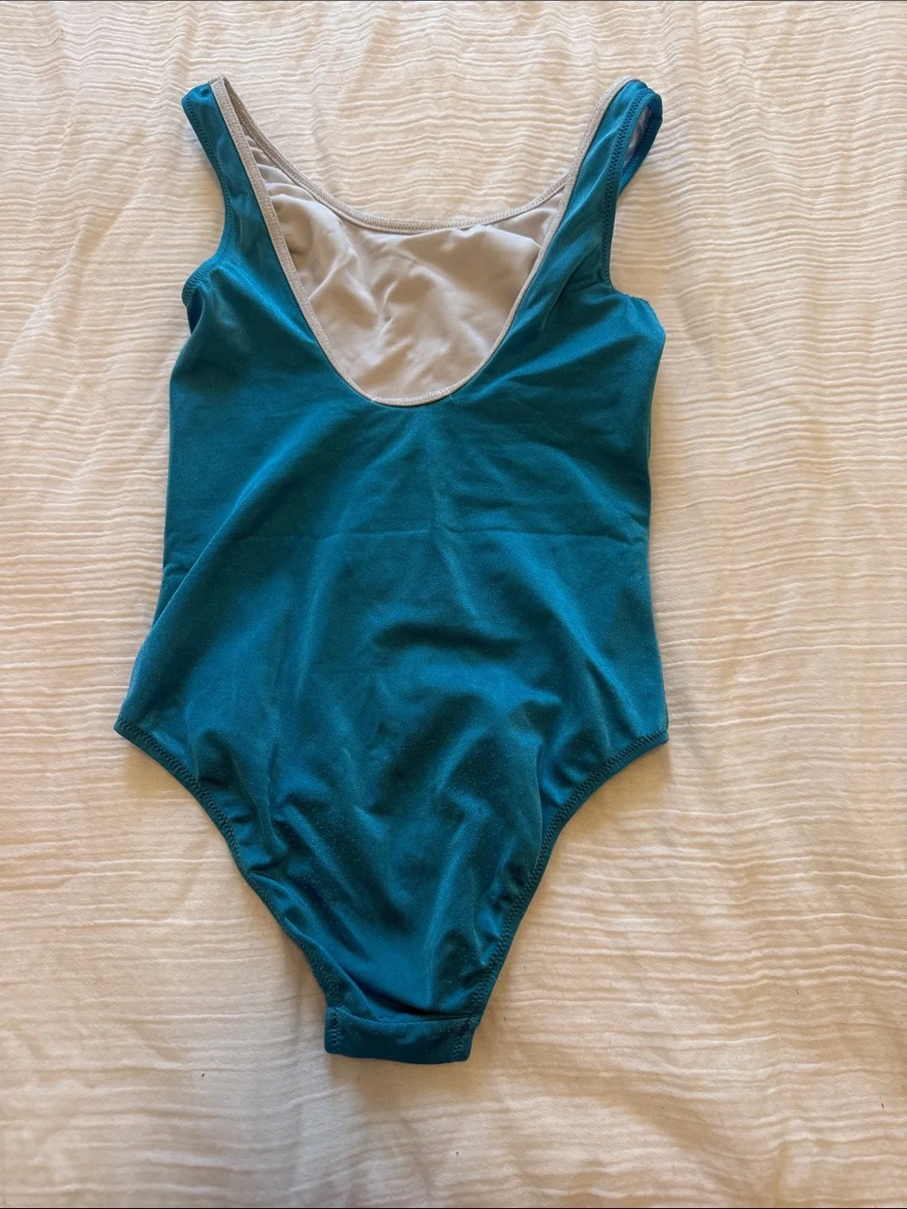 Girls Teal One-Piece Swimsuit with Silver Sequin Stars